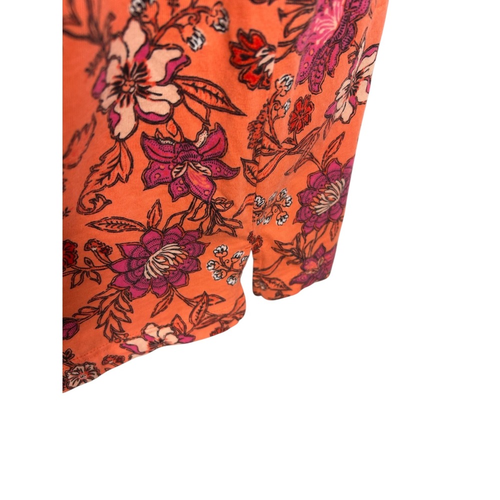 Lands End Womens Orange Floral Cotton Sleeveless Split Neck Tunic Top M 10-12 - Picture 7 of 9